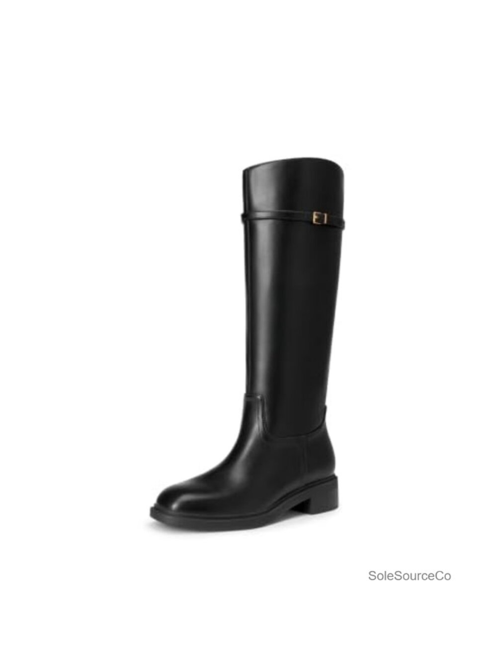 Knee-High Buckle Strap Riding Boots Pull-On Cushioned